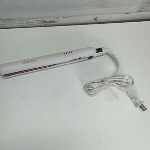 Conair CS221N Double Ceramic 1" Flat Iron White Rose Gold Hair‎ Straightener
